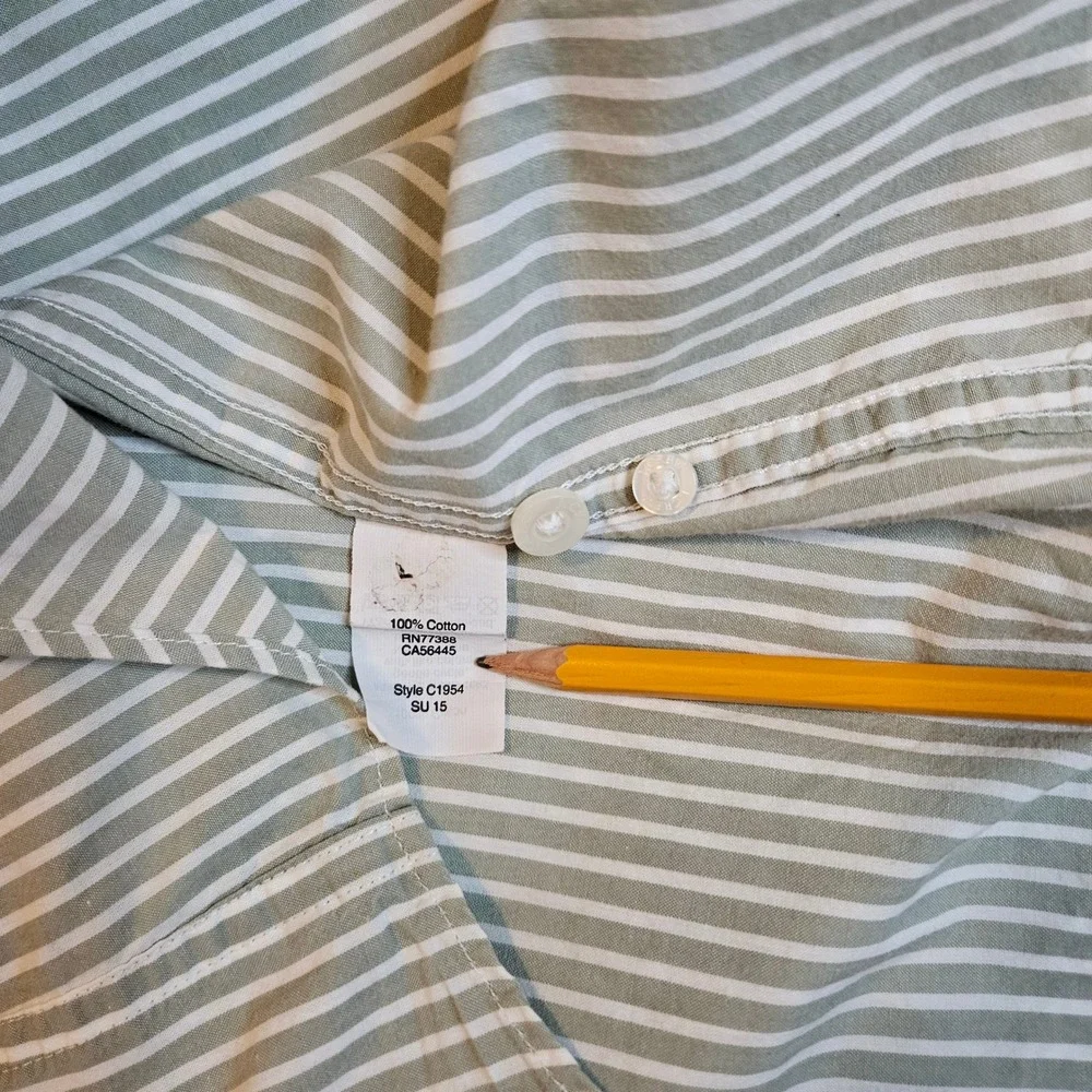 J. Crew Size Large Slim Fit Gray-Green‎ Striped Button-Up Shirt